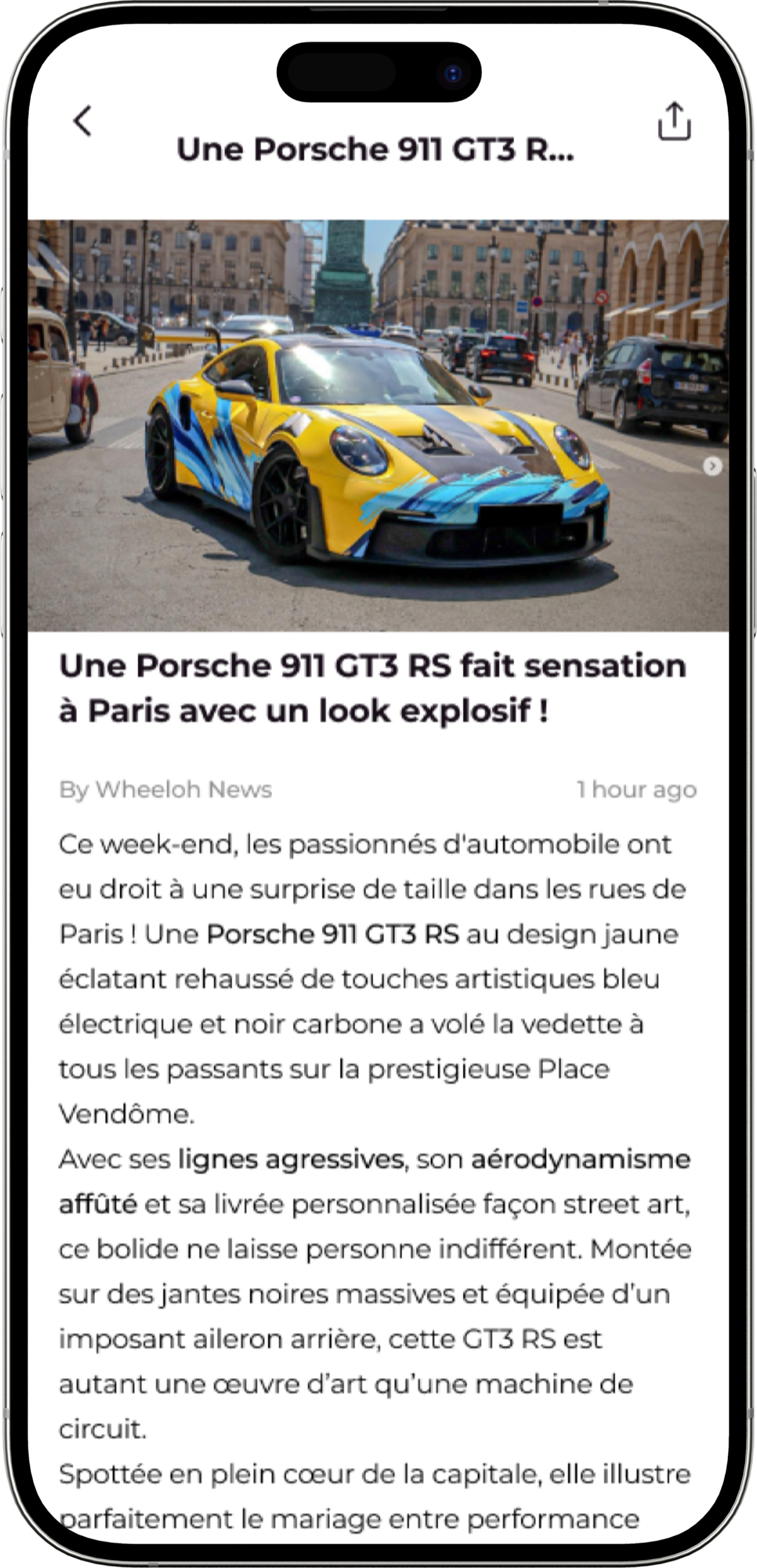 Latest automotive news feed in the Wheeloh app